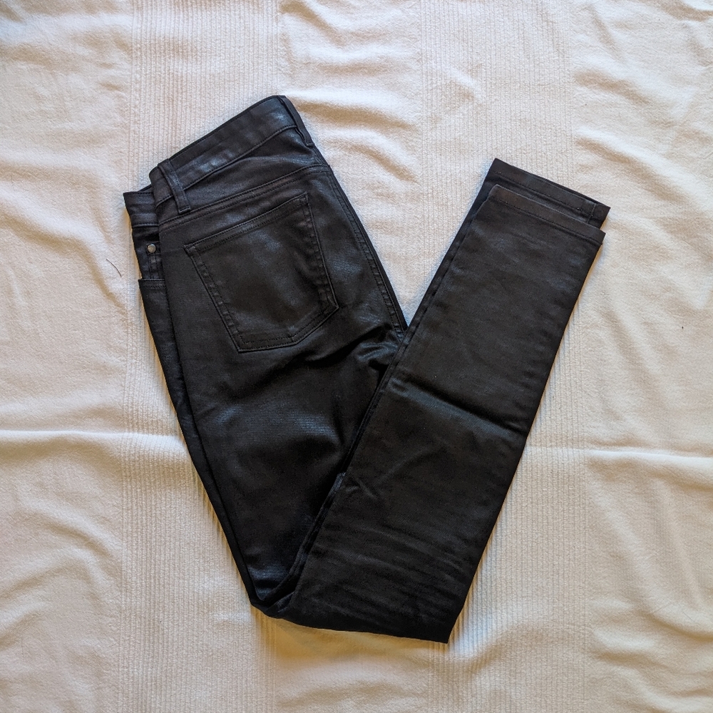 Waxed black denim Eileen Fisher jeans, size 4